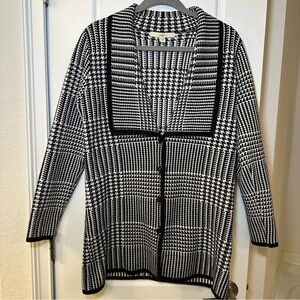 Fever Black and White Checkered Women's Cardigan- Medium
